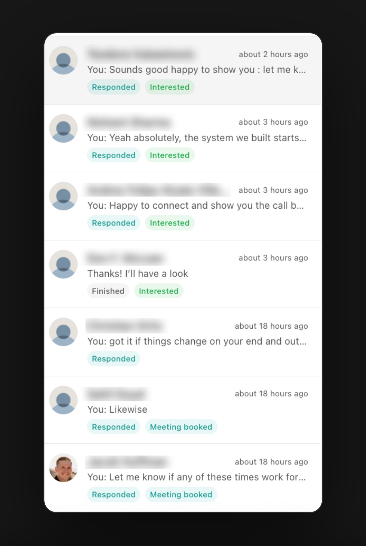 7 interested prospects LinkedIn appointment proof screenshot